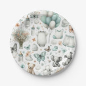 男の赤ちゃん青 ペーパープレート (正面)