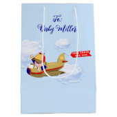 男の赤ちゃん飛行機パイロット ミディアムペーパーバッグ (裏面)