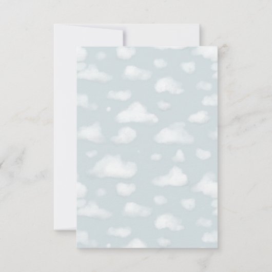 男の赤ちゃん飛行機旅行ベビーシャワー サンキューカード (裏面)