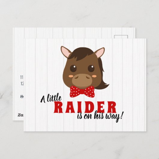 男の赤ちゃん馬ベビーシャワー招待状 ポストカード (正面/裏面)