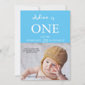 男の赤ちゃん1回目の誕生日写真 招待状 (正面)