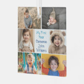 男の赤ちゃん1年目のフォトコラージュのクリスマス ガラスオーナメント (正面左)