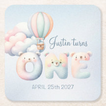 男の赤ちゃん1歳の誕生日テディベア熱気球