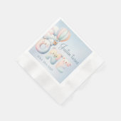 男の赤ちゃん1歳の誕生日テディベア熱気球 縁ありカクテルナプキン (角)