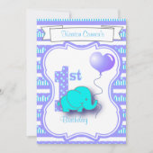 男の赤ちゃん1歳の誕生日パーティー 招待状 (正面)