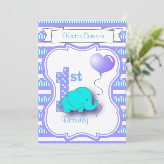 男の赤ちゃん1歳の誕生日パーティー 招待状 (スタンド正面)