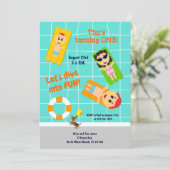 男の赤ちゃん1歳の誕生日プールパーティの招待状 招待状 (スタンド正面)