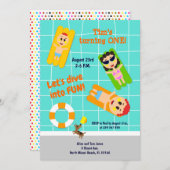 男の赤ちゃん1歳の誕生日プールパーティの招待状 招待状 (正面/裏面)