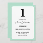 男の赤ちゃん1歳シンプルのエレガント誕生日 招待状 (正面/裏面)