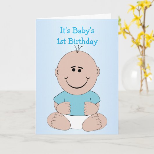 男の赤ちゃん1歳 カード (黄色い花)