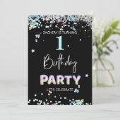 *~*男の赤ちゃん1番目の最初のバルーン誕生日  招待状 (スタンド正面)