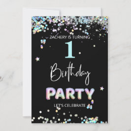 *～*男の赤ちゃん1番目の最初のバルーン誕生日  招待状