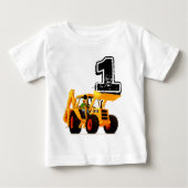 男の赤ちゃん1stバースデーイエローディガー建築 ベビーTシャツ (正面)