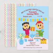 男の赤ちゃん2回目の誕生日スイートケーキの招待 招待状 (正面/裏面)