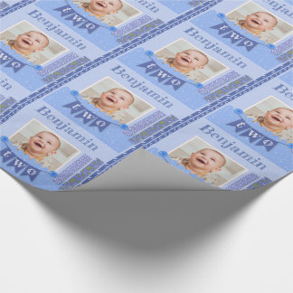 男の赤ちゃん2ndバースデーブルースクラップブック作り ラッピングペーパー