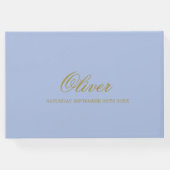 男の赤ちゃん3フォトコラージュエレガント金ゴールド ゲストブック (裏面)