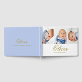 男の赤ちゃん3フォトコラージュエレガント金ゴールド ゲストブック (全面)