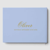 男の赤ちゃん3フォトコラージュエレガント金ゴールド ゲストブック (裏面)