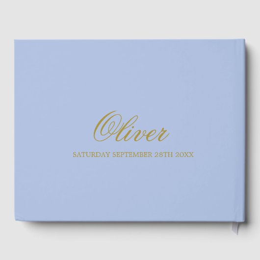 男の赤ちゃん3フォトコラージュエレガント金ゴールド ゲストブック (裏面)