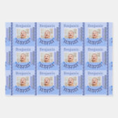 男の赤ちゃん3rdバースデーブルースクラップブック作りラッピングP ラッピングペーパーシート (正面)