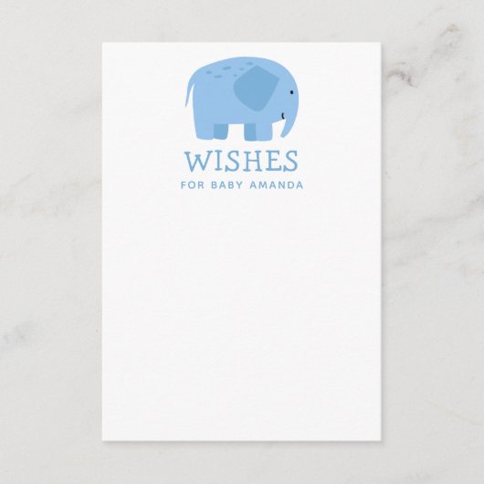 男の赤ちゃん。かわいいブルーエレファントアドバイス エンクロージャーカード (正面)