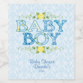 男の赤ちゃん、カントリーフローラベビーシャワー ワインラベル (シングルラベル)