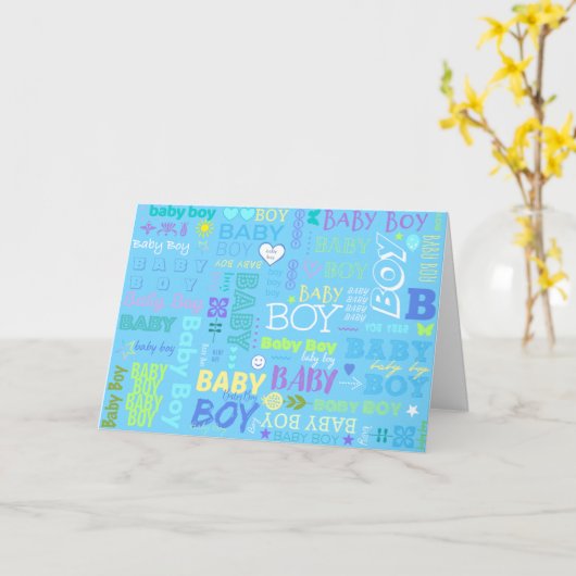 男の赤ちゃん カード (黄色い花)