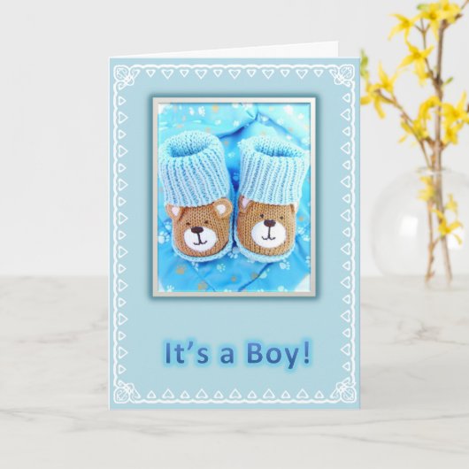 男の赤ちゃん カード (黄色い花)