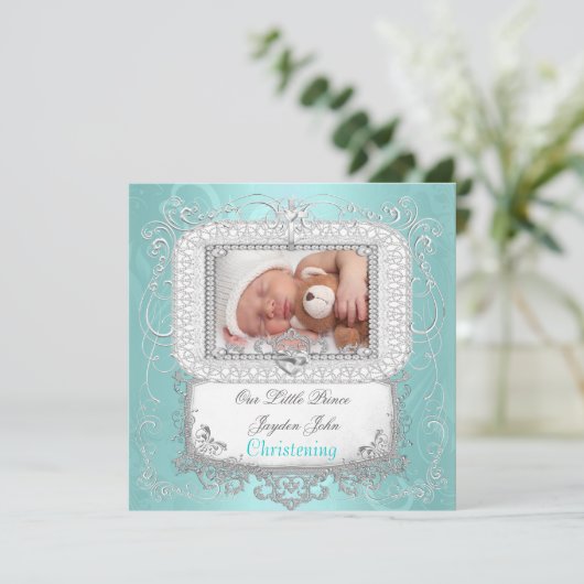 男の赤ちゃん《キリスト教》洗礼式や命名式バプティスクロプリンス 案内状 (スタンド正面)