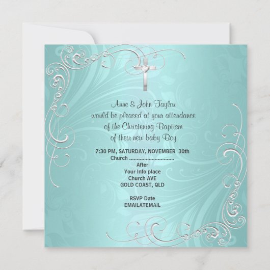 男の赤ちゃん《キリスト教》洗礼式や命名式バプティスクロプリンス 案内状 (裏面)