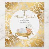 男の赤ちゃん《キリスト教》洗礼式や命名式バプテスマ金ゴールドシルバー ワインラベル (シングルラベル)