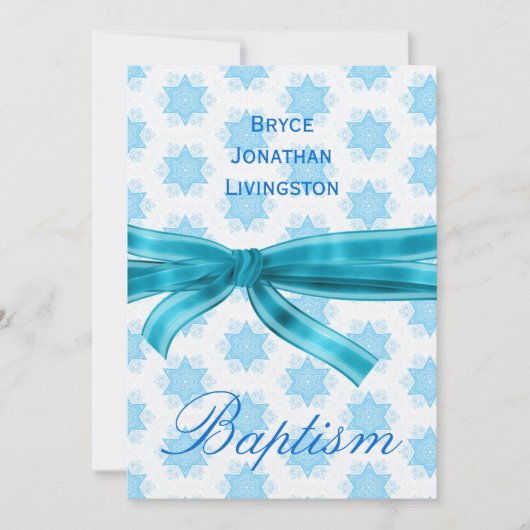 男の赤ちゃん《キリスト教》洗礼式や命名式ブルースターズB561 招待状 (正面)