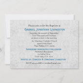 男の赤ちゃん《キリスト教》洗礼式や命名式ブルーダマスクボフェイクウ 招待状 (裏面)