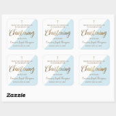 男の赤ちゃん《キリスト教》洗礼式や命名式モダン金ゴールドブルーとホワイト スクエアシール (シート)