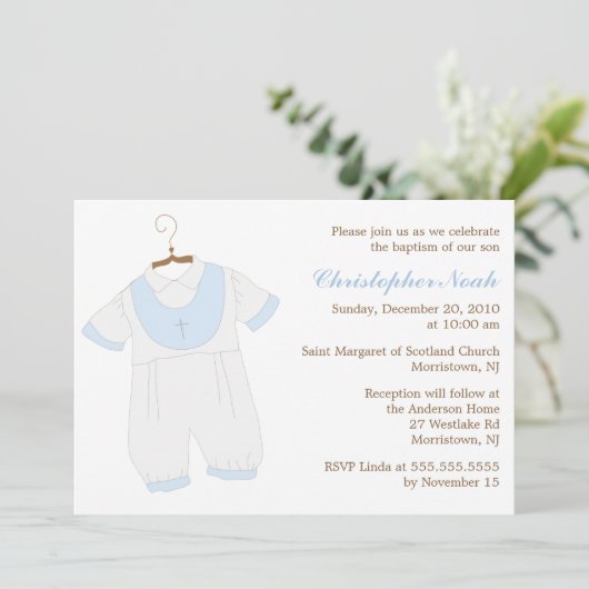 男の赤ちゃん《キリスト教》洗礼式や命名式 招待状 (スタンド正面)