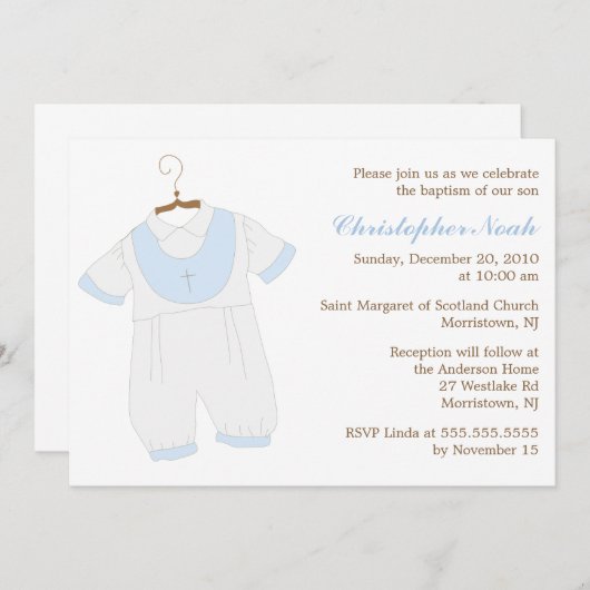 男の赤ちゃん《キリスト教》洗礼式や命名式 招待状 (正面/裏面)