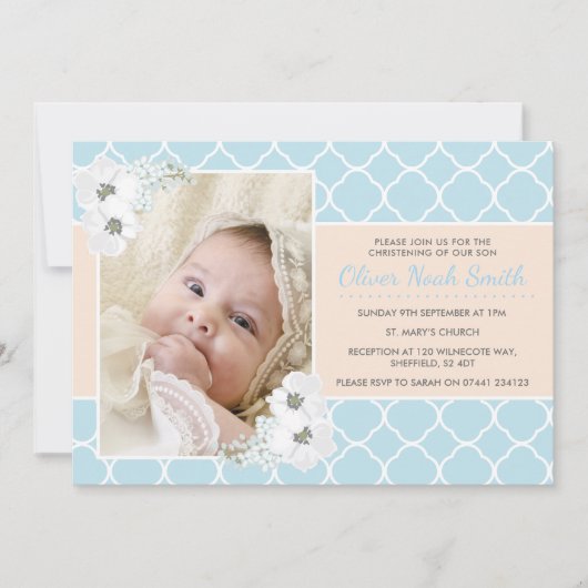 男の赤ちゃん《キリスト教》洗礼式や命名式/洗礼招待状 招待状 (正面)