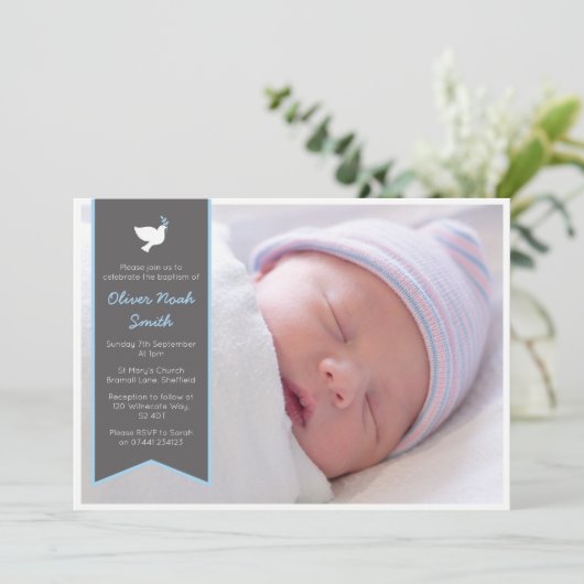 男の赤ちゃん《キリスト教》洗礼式や命名式/洗礼招待状 招待状 (スタンド正面)