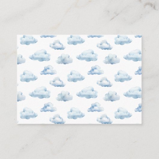 男の赤ちゃん・シャワー用のテディベア飛行機書 エンクロージャーカード (裏面)