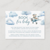 男の赤ちゃん・シャワー用のテディベア飛行機書 エンクロージャーカード (正面)