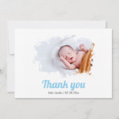 男の赤ちゃん、ブラシ付きフォトエフェクト、サンキューカード 招待状 (正面)