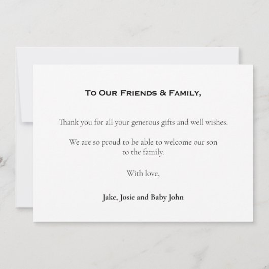 男の赤ちゃん、ブラシ付きフォトエフェクト、サンキューカード 招待状 (裏面)