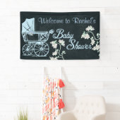 男の赤ちゃん、ブルーキャリッジ、ベビーシャワーバナー 横断幕 (インサイチュ)