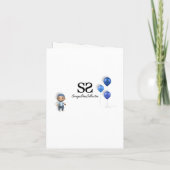 男の赤ちゃん&ブルーバルーン赤ちゃんシャワーグリーティングカード 招待状 (裏面)