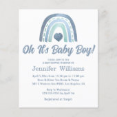 男の赤ちゃん、ブルーレインボーベビーシャワーの招待状 チラシ (正面)