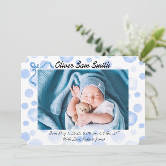 男の赤ちゃん 案内状 (スタンド正面)