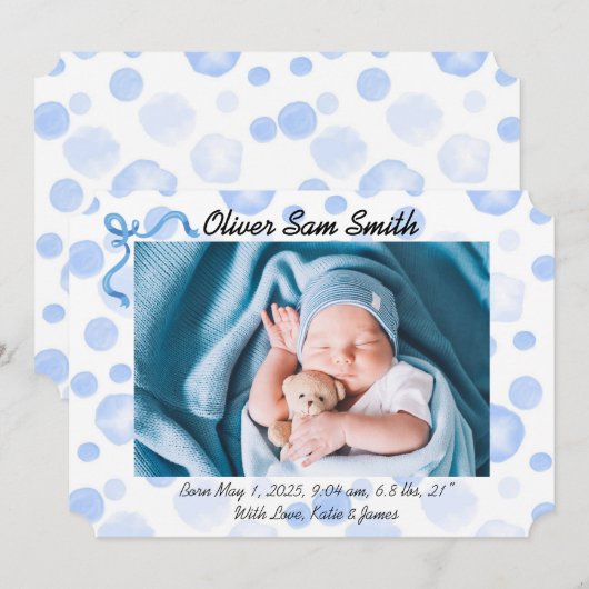 男の赤ちゃん 案内状 (正面/裏面)