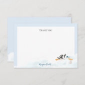 男の赤ちゃん「特別配達」コウノトリ赤ちゃんシャワー サンキューカード (正面/裏面)