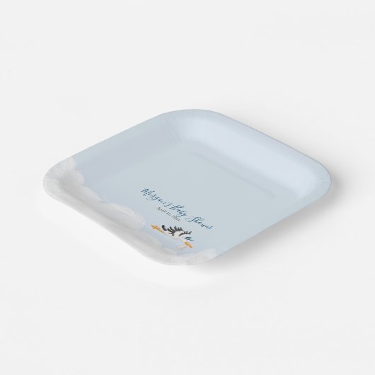 男の赤ちゃん「特別配達」コウノトリ赤ちゃんシャワー ペーパープレート (傾斜あり)