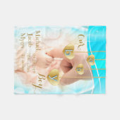 男の赤ちゃん – 青 フリースブランケット (正面(横))